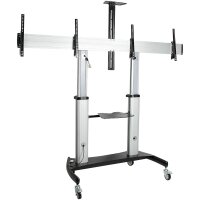 StarTech.com Doppel TV Ständer mit rollen für 37-60 Zoll VESA Bildschirme jeweils bis 50kg - Höhenverstellbarer/Schwenkbarer TV Rollwagen - Präsentationswagen für zwei TVs mit Ablage - 94 cm (37") - 152,4 cm (60") - 200 x 200 mm - 600 x 400 mm - -10 - 5°