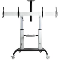 StarTech.com Doppel TV Ständer mit rollen für 37-60 Zoll VESA Bildschirme jeweils bis 50kg - Höhenverstellbarer/Schwenkbarer TV Rollwagen - Präsentationswagen für zwei TVs mit Ablage - 94 cm (37") - 152,4 cm (60") - 200 x 200 mm - 600 x 400 mm - -10 - 5°