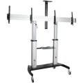 StarTech.com Doppel TV Ständer mit rollen für 37-60 Zoll VESA Bildschirme jeweils bis 50kg - Höhenverstellbarer/Schwenkbarer TV Rollwagen - Präsentationswagen für zwei TVs mit Ablage - 94 cm (37") - 152,4 cm (60") - 200 x 200 mm - 600 x 400 mm - -10 - 5°