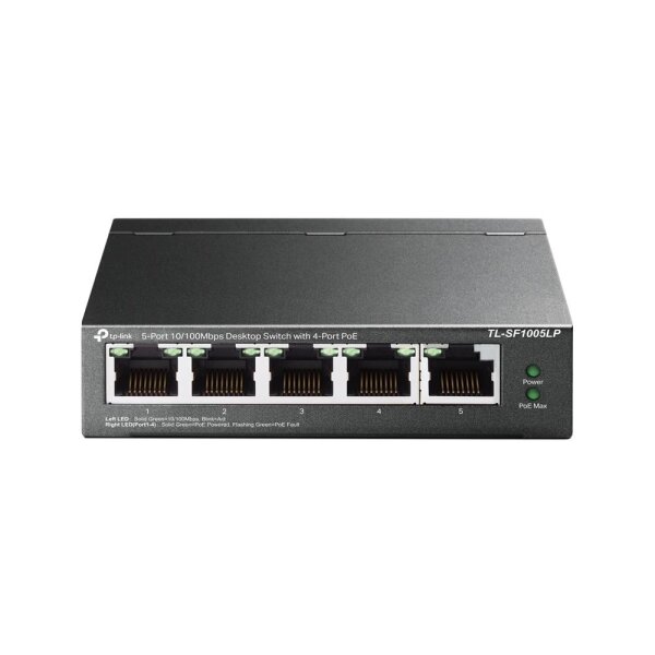 TP-LINK 5-Port 10/100Mbps Desktop Switch mit 4-Port PoE - Unmanaged - Fast Ethernet (10/100) - Vollduplex - Power over Ethernet (PoE)