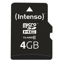 Intenso 4GB MicroSDHC - 4 GB - MicroSDHC - Klasse 10 - 25 MB/s - Schockresistent - Temperaturbeständig - Wasserdicht - Röntgensicher - Schwarz