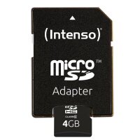 Intenso 4GB MicroSDHC - 4 GB - MicroSDHC - Klasse 10 - 25 MB/s - Schockresistent - Temperaturbeständig - Wasserdicht - Röntgensicher - Schwarz