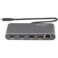 StarTech.com Thunderbolt 3 Mini Dockingstation - Tragbare Dockingstation für Zwei Monitore - HDMI 4K 60 Hz - 2x USB-A Hub (3.2/2.0) - GbE - 28cm Kabel - TB3 Multiport Adapter - Mac/Windows - Kabelgebunden - Thunderbolt 3 - 10,100,1000 Mbit/s - IEEE 802.3a