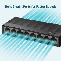 TP-LINK LS1008G - Unmanaged - Gigabit Ethernet (10/100/1000) - Wandmontage