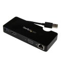StarTech.com USB 3.0 Universal Laptop Mini Dockingstation mit HDMI oder VGA - Gigabit Ethernet - USB 3.0 - Kabelgebunden - USB 3.2 Gen 1 (3.1 Gen 1) Type-A - 10,100,1000 Mbit/s - 10BASE-T - 100BASE-TX - 1000BASE-T - IEEE 802.3 - IEEE 802.3ab - IEEE 802.3u