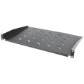 Intellinet 19" Fachboden zur Frontmontage - 1 HE - Montage an den beiden vorderen Profilschienen - 300 mm Tiefe - perforiert - schwarz - Regalboden - Stahl - Schwarz - 1,65 kg