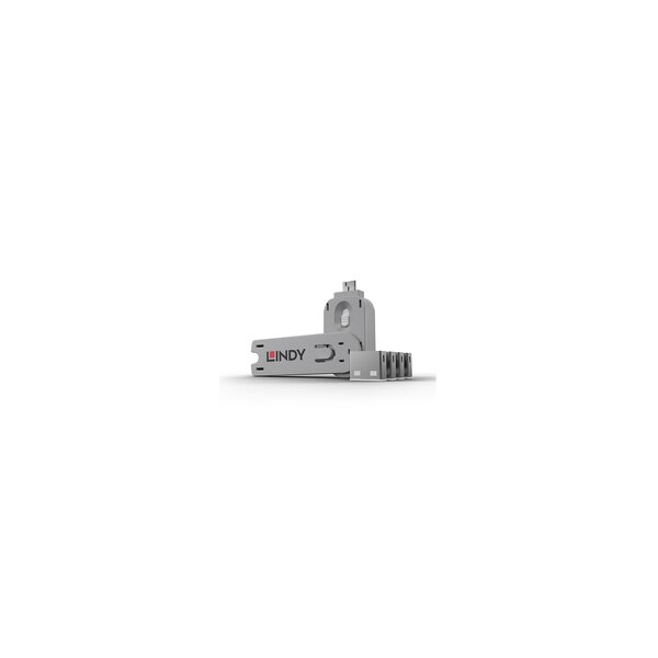 Lindy USB Port Schloss 4 Stueck mit Schlüssel Code Weiß - Kabel