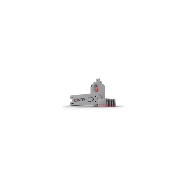 Lindy USB Port Schloss 4 Stueck mit Schlüssel Code ROT - P