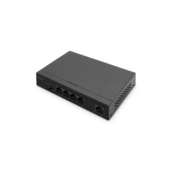 DIGITUS 4+1-Port Gigabit PoE Netzwerkswitch, Desktop, unmanaged, 1 Uplink Port RJ45, 60 W, af/at