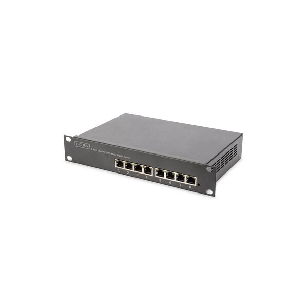 DIGITUS 8-Port Gigabit PoE Netzwerkswitch, 10 Zoll, L2 managed, 80 W, af/at