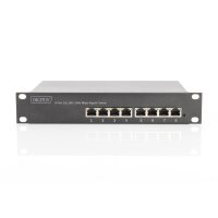 DIGITUS 8-Port Gigabit PoE Netzwerkswitch, 10 Zoll, L2...