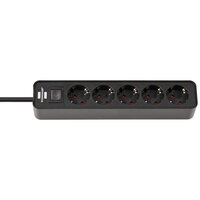 Brennenstuhl Ecolor Steckdosenleiste 5-fach schwarz 1,5m H05VV-F 3G1,5 - 1,5 m - Drinnen - Schwarz - 5 AC-Ausgänge - 290 mm - Schwarz