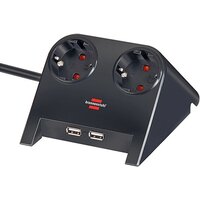 Brennenstuhl 1153500222 - 1,8 m - 2 AC-Ausgänge - Indoor - Schwarz - Schwarz - 1 Stück(e)