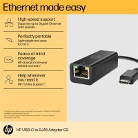 HP USB-C-an-RJ45 G2-Adapter - Kabelgebunden - USB Typ-C - Ethernet - Schwarz