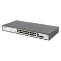 DIGITUS 24-Port Fast Ethernet  PoE Netzwerkswitch, 19 Zoll, unmanaged, 2 GE Uplink Ports, SFP, 370 W, af/at