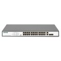DIGITUS 24-Port Fast Ethernet  PoE Netzwerkswitch, 19 Zoll, unmanaged, 2 GE Uplink Ports, SFP, 370 W, af/at