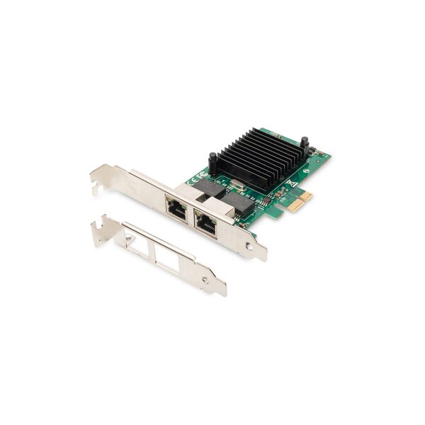 DIGITUS 2-Port Gigabit Ethernet Netzwerkkarte, RJ45, PCI Express, Intel Chipsatz