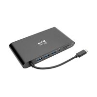 Tripp USB-C-Dual-Display-Dock, 4K HDMI, VGA, 4K Mini DP, Gbe, Kartenlesegerät, 3x USB-A-An