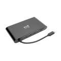 Tripp USB-C-Dual-Display-Dock - 4K HDMI - VGA - 4K Mini DP - Gbe - Kartenlesegerät - 3x USB-A-Anschlüsse - PD-Aufladung - schwarz - USB 3.2 Gen 2 (3.1 Gen 2) Type-C - MicroSDHC - SD - Mini DisplayPort - HDMI - RJ-45 - USB 3.2 Gen 1 (3.1 Gen 1) Type-A - VG