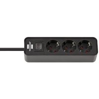Brennenstuhl Ecolor Steckdosenleiste 3-fach schwarz 1,5m H05VV-F 3G1,5 - 1,5 m - Drinnen - 3 AC-Ausgänge - 200 mm - 1 Stück(e)