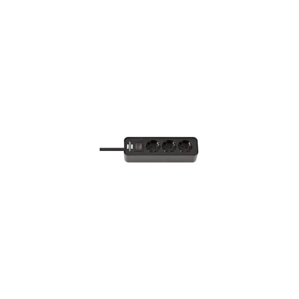 Brennenstuhl Ecolor Steckdosenleiste 3-fach schwarz 1,5m H05VV-F 3G1,5 - 1,5 m - Drinnen - 3 AC-Ausgänge - 200 mm - 1 Stück(e)