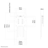 Neomounts FPMA-LIFT100BLACK Höhenverstellbarer VESA-Adapter - universal - 8 kg - 68,6 cm (27") - 75 x 75 mm - 100 x 100 mm - Höhenverstellung - Schwarz