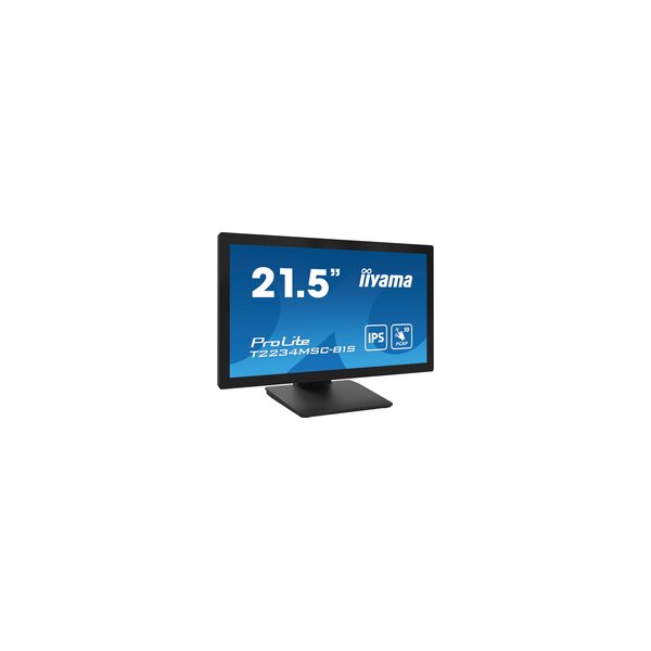 Iiyama ProLite 22” (54.6 cm) Full HD Monitor mit einem PCAP Multi-Touch-Display - IPS Panel - Touch-durch-Glas Technologie und Anti-Fingerprint-Beschichtung - 54,6 cm (21.5") - 1920 x 1080 Pixel - Full HD - 8 ms - Schwarz