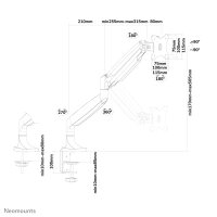 Neomounts NM-D750WHITE Monitorarm 10-32" - Gasfeder - Klemme/Durchführung - 9 kg - 25,4 cm (10") - 81,3 cm (32") - 100 x 100 mm - Weiß