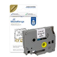 MEDIARANGE Kunststoff-Schriftbandkassette - für/ersetzt Brother TZ-221/TZe-221 - permanent haftend - 9mm - 8m - laminiert - schwarz auf weiß - Schwarz - Tintenstrahl - Dauerhaft - Brother P-Touch 1000 - 1010 - 1080 - 1090 - 1260VP - 1280 - 1280DT - 1290 -