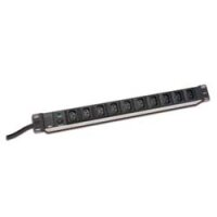 DIGITUS Steckdosenleiste mit Aluminiumprofil, 10-fach, 2 m Zuleitung IEC C14 Stecker