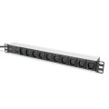 DIGITUS Steckdosenleiste mit Aluminiumprofil, 10-fach, 2 m Zuleitung IEC C14 Stecker