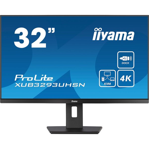 Iiyama ProLite 31.5" (80 cm) Desktop-Monitor mit IPS-Panel-Technologie - einem KVM-Switch - USB-C-Dock und RJ45 (LAN) Anschluss - 80 cm (31.5") - 3840 x 2160 Pixel - 4K Ultra HD - LCD - 4 ms - Schwarz