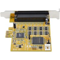 StarTech.com 8 Port PCI Express Karte - PCIe RS232 Erweiterungskarte - 16C1050 UART - Multiport DB9 Controller / serial adapter card - 15 kV ESD-Schutz - Windows & Linux - PCIe - Seriell - RS-232 - Gelb - 0,5 m - 160013 h