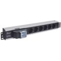 Intellinet 19" 6-fach Steckdosenleiste - Schutzkontakt - Doppelter Leitungsschutzschalter - 1,6 m Stromkabel - 1,5 HE - 1.5U - Senkrecht - Aluminium - Schwarz - Grau - 6 AC-Ausgänge - Typ F