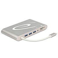 Delock 87298 - USB 3.2 Gen 1 (3.1 Gen 1) Type-C - 3.5mm - HDMI - Mini DisplayPort - RJ-45 - USB 3.2 Gen 1 (3.1 Gen 1) Type-A - VGA - MMC - MicroSD (TransFlash) - SD - SDHC - SDXC - 1000 Mbit/s - 2560 x 1440 Pixel - Silber