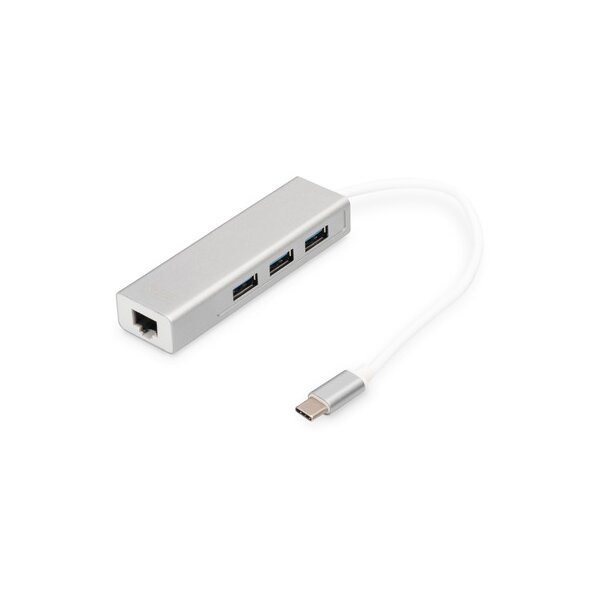 DIGITUS USB Typ C 3-Port Hub + Gigabit Ethernet