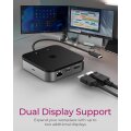 ICY BOX 7-in-1 USB4® DockingStation mit zweifacher Videoausgabe - Kabelgebunden - USB4 - 60 W - 3,5 mm - 10,100,1000 Mbit/s - Anthrazit