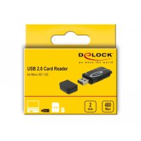 Delock Mini USB 2.0 Card Reader mit SD und Micro SD Slot - MMC - MMC Mobile - MMC+ - MMCmicro - MicroSD (TransFlash) - MicroSDHC - MicroSDXC - MiniSD - RS-MMC - SD,... - Schwarz - 480 Mbit/s - USB 2.0 - 22 mm - 60 mm