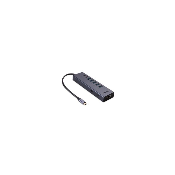 Lindy 43373 - Kabelgebunden - USB 3.2 Gen 2 (3.1 Gen 2) Type-C - 100 W - 10,100,1000 Mbit/s - 10BASE-T - 100BASE-TX - 1000BASE-T - Grau