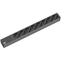 Bachmann 19 2m 8x Schuko H05VV-F 3G 1.50mm² - 2 m - Aluminium - Schwarz - 8 AC-Ausgänge - Schwarz