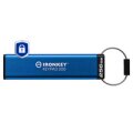 Kingston IronKey 256GB Keypad 200 - FIPS 140-3 Lvl 3 (ausstehend) AES-256 Verschlüsselung - 256 GB - USB Typ-A - 3.2 Gen 1 (3.1 Gen 1) - 145 MB/s - Schutzhülle - Blau