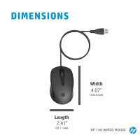 HP 150 Kabelgebundene Maus - Beidhändig - Optisch -...