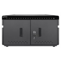 IC Intracom 20-Port Ladeschrank 360 W - 20 USB-C PD-Ports - geräumige Fächer für Handys und Tablets - 360 W gesamt - bis zu 3 A/18 W pro Port - abschließbare Doppeltür - Überspannungsschutz - leiser Lüfter - Metallgehäuse - schwarz - Schrank zur Verwaltun