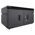 IC Intracom 20-Port Ladeschrank 360 W - 20 USB-C PD-Ports - geräumige Fächer für Handys und Tablets - 360 W gesamt - bis zu 3 A/18 W pro Port - abschließbare Doppeltür - Überspannungsschutz - leiser Lüfter - Metallgehäuse - schwarz - Schrank zur Verwaltun