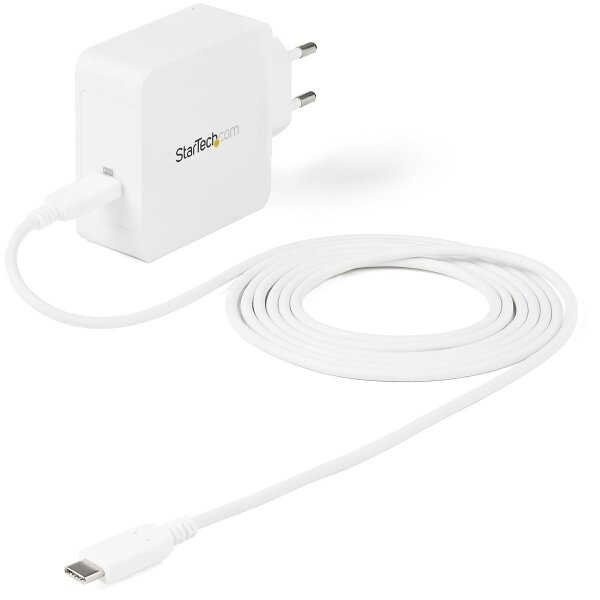 StarTech.com USB-C Ladegerät - USB-C Laptop Ladegerät 60W PD - 2m Kabel - Universeller kompakter Typ-C Stromadapter - Dell XPS/Lenovo X1 Carbon/HP EliteBook/MacBook - USB IF/CE zertifiziert - Drinnen - AC - 20 V - Weiß