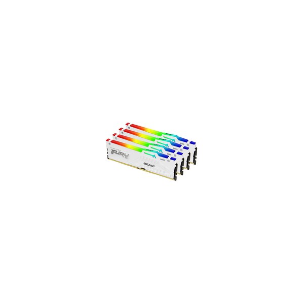 Kingston FURY Beast 64 GB 6000 MT/s DDR5 CL40 DIMM (4er-Kit) White RGB XMP - 64 GB - 4 x 16 GB - DDR5 - 288-pin DIMM - Weiß