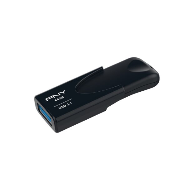 PNY Attaché 4 - 64 GB - USB Typ-A - 3.2 Gen 1 (3.1 Gen 1) - 80 MB/s - Ohne Deckel - Schwarz
