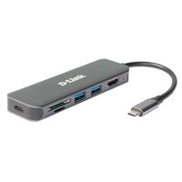 D-Link DUB-2327 - Kabelgebunden - USB Typ-C - 60 W - Grau - MicroSD (TransFlash) - SD - SDHC - SDXC - 5 Gbit/s