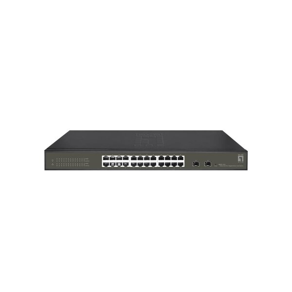 LevelOne Hilbert 26-Port Gigabit Smart Lite Switch - 24 x Gigabit RJ45 - 2 x Gigabit SFP - Managed - L2 - Gigabit Ethernet (10/100/1000) - Vollduplex - Rack-Einbau