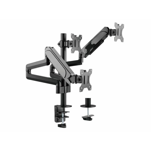 Equip Neig-/schwenkbare Verdreifachenmonitorhalter für Bildschirme mit 17 bis 27 Zoll - Klemme - 21 kg - 75 x 75 mm - 100 x 100 mm - Höhenverstellung - Schwarz